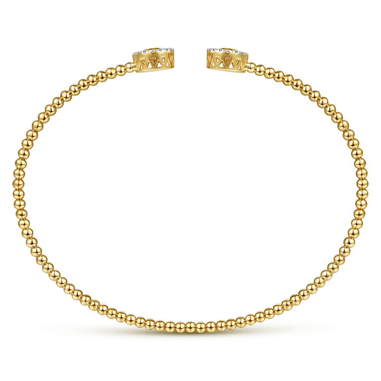 14K Yellow Gold Round Citrine and Diamond Halo Bujukan Bangle - 0.16 ct - Shot 3