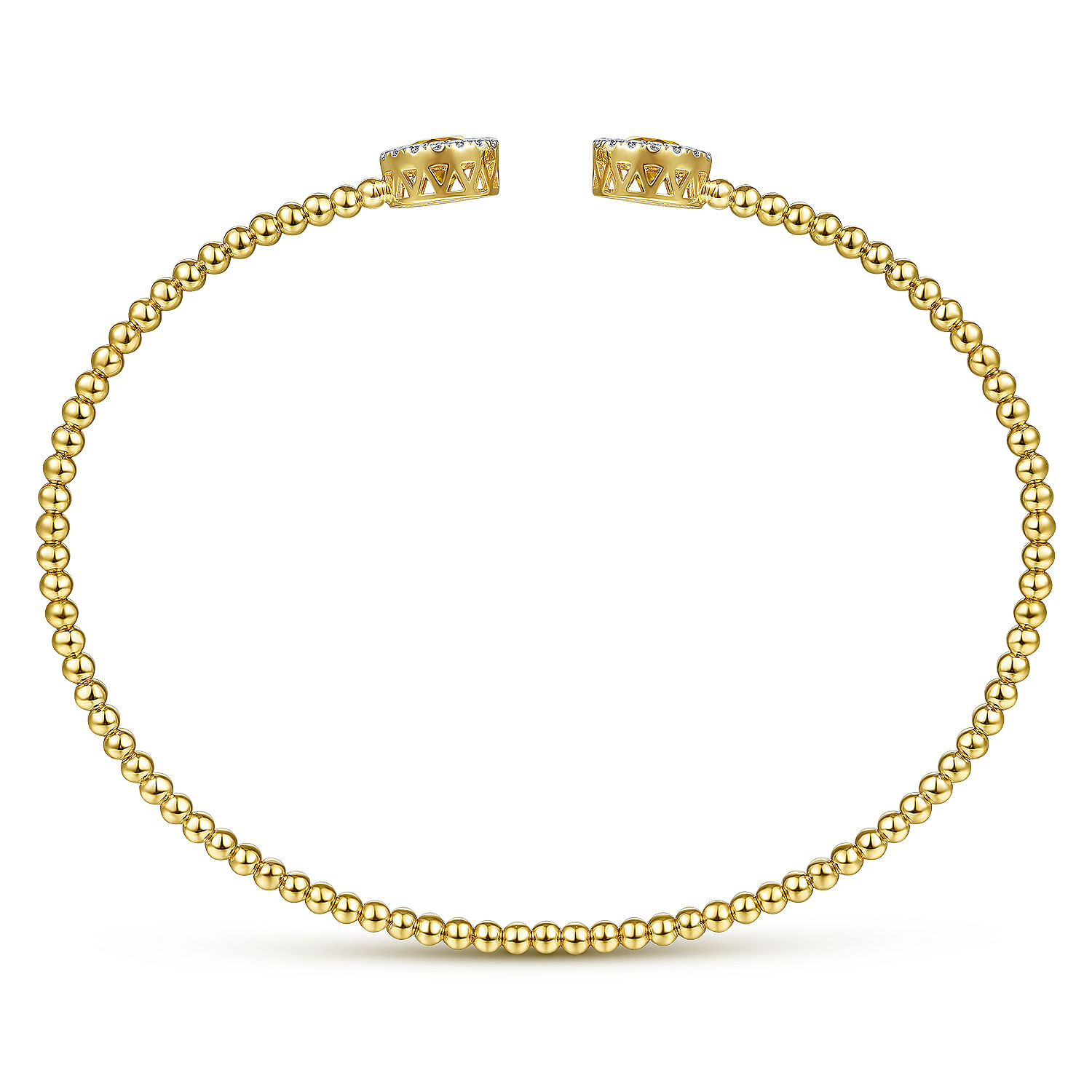 14K Yellow Gold Round Citrine and Diamond Halo Bujukan Bangle