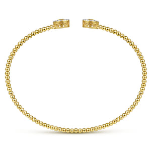 14K Yellow Gold Round Citrine and Diamond Halo Bujukan Bangle
