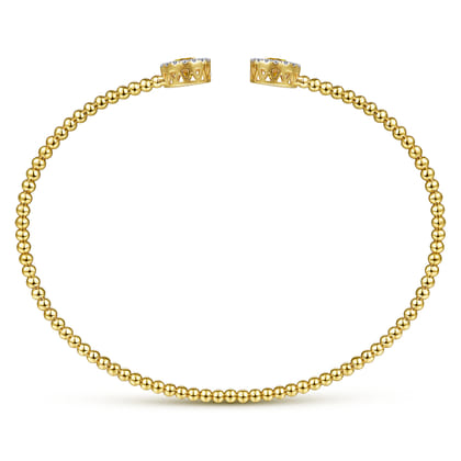 14K Yellow Gold Round Citrine and Diamond Halo Bujukan Bangle