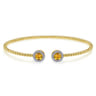 14K Yellow Gold Round Citrine and Diamond Halo Bujukan Bangle - 0.16 ct