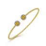 14K Yellow Gold Round Citrine and Diamond Halo Bujukan Bangle - 0.16 ct