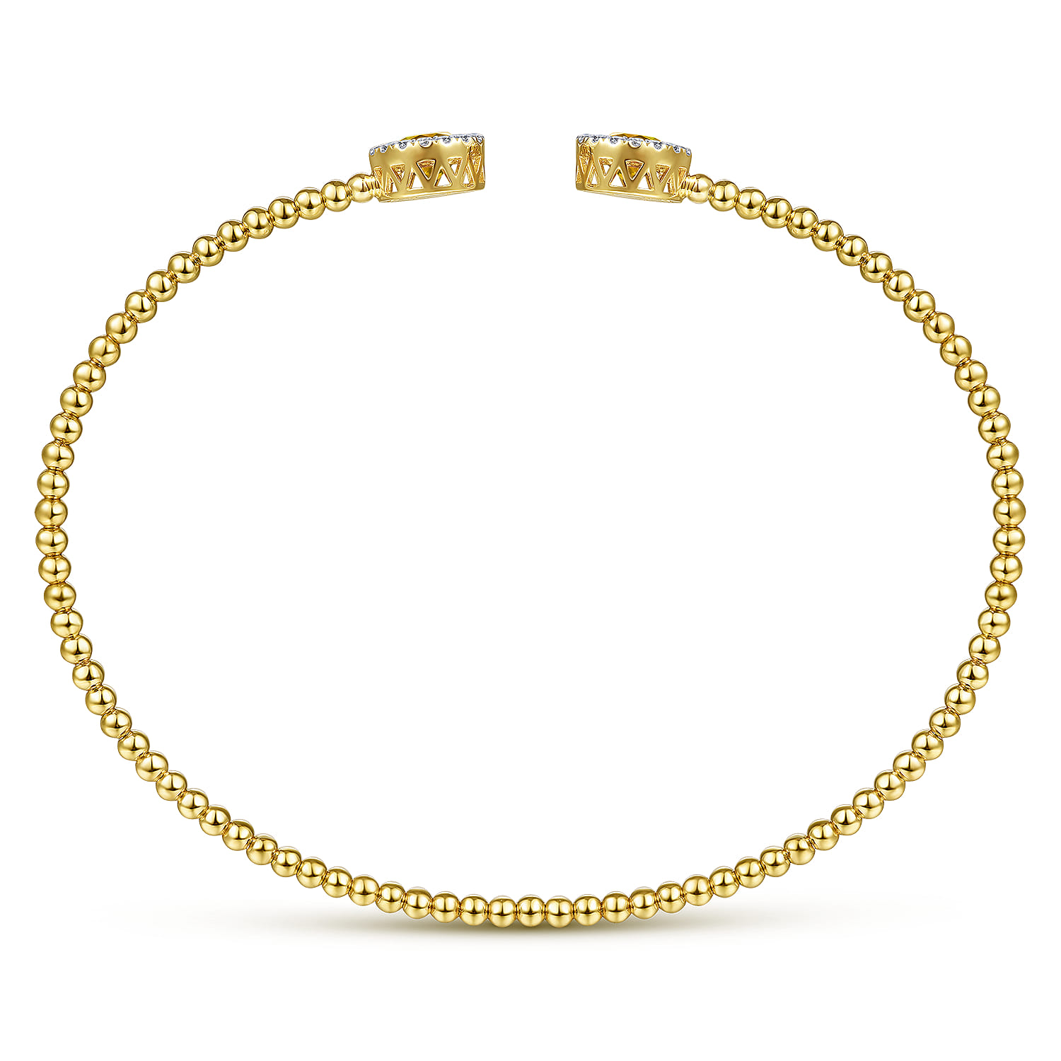 14K Yellow Gold Round Citrine and Diamond Halo Bujukan Bangle - 0.16 ct - Shot 3