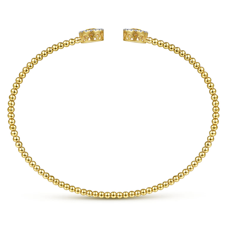 14K Yellow Gold Round Citrine and Diamond Halo Bujukan Bangle - 0.16 ct - Shot 3