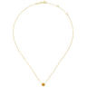 14K Yellow Gold Round Citrine and Diamond Halo Pendant Necklace - 0.07 ct