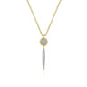 14K Yellow Gold Round Cluster Diamond and Spike Drop Pendant Necklace - 0.18 ct