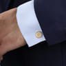 14K Yellow Gold Round Cufflinks with Twisted Rope Trim