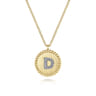 14K Yellow Gold Round D Initial Pendant Necklace with Diamonds - 0.05 ct