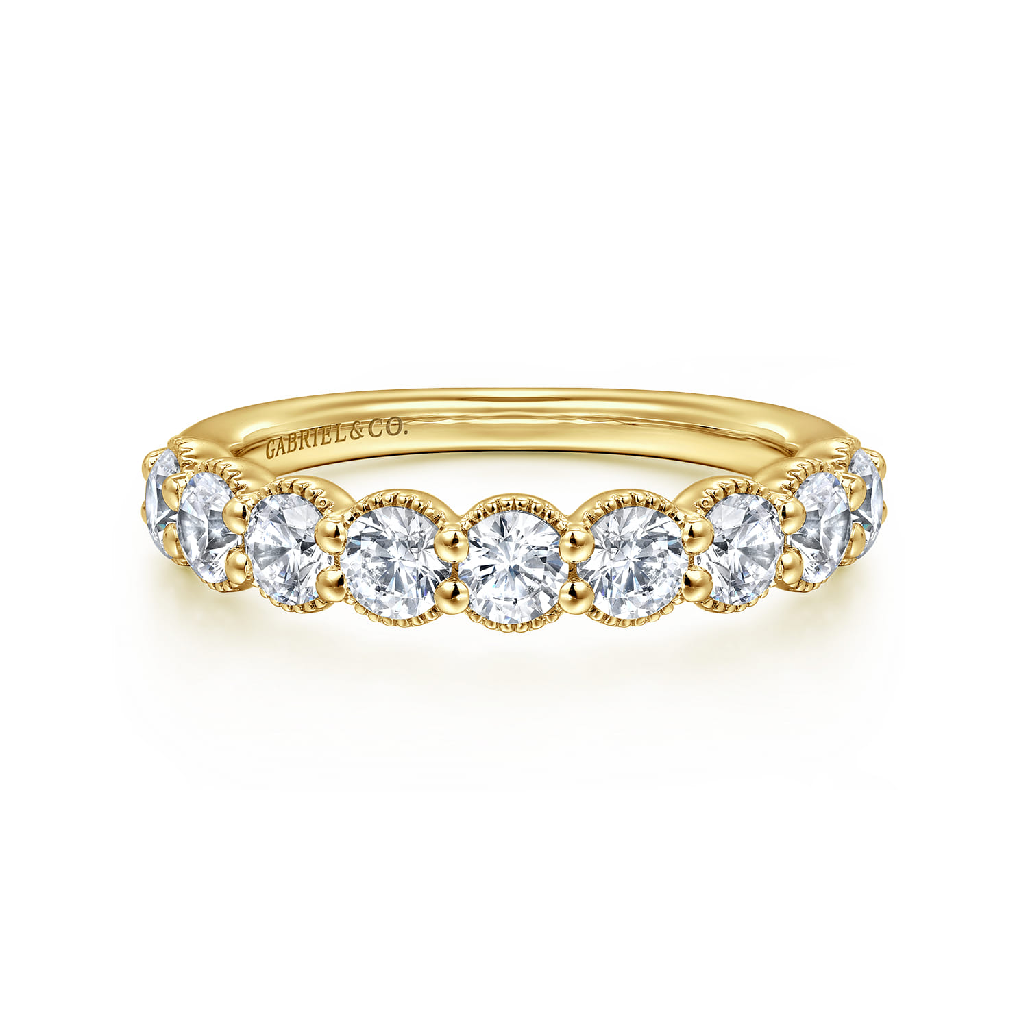 Fancy Wedding Ring in 14k Yellow Gold with Round Natural Diamond at Gabriel & Co. - Shot 1