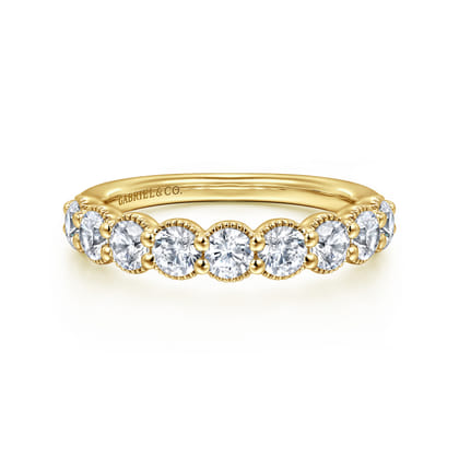 14K Yellow Gold Round Diamond Anniversary Band