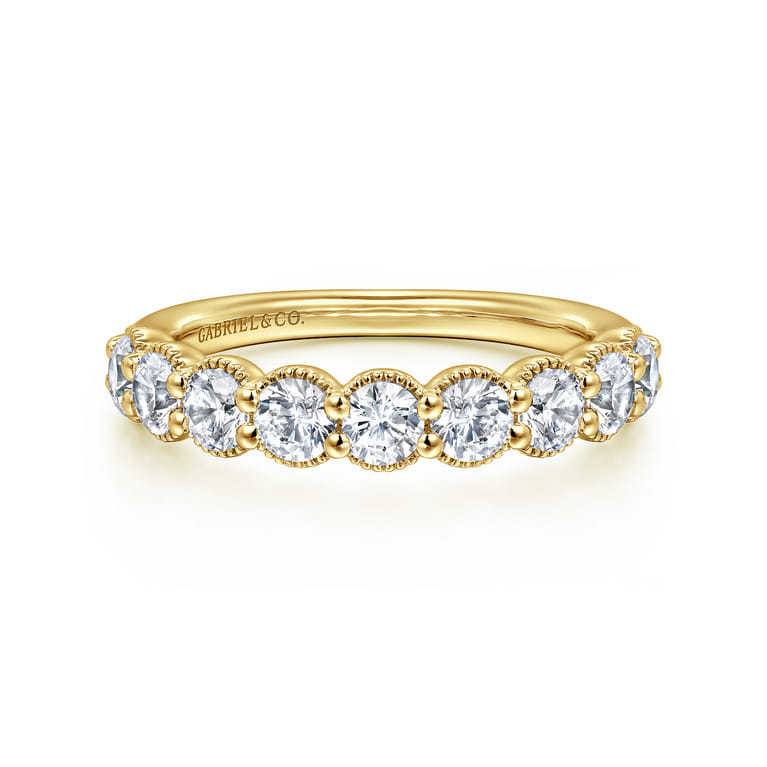 Fancy Wedding Ring in 14k Yellow Gold with Round Natural Diamond at Gabriel & Co. - Shot 1