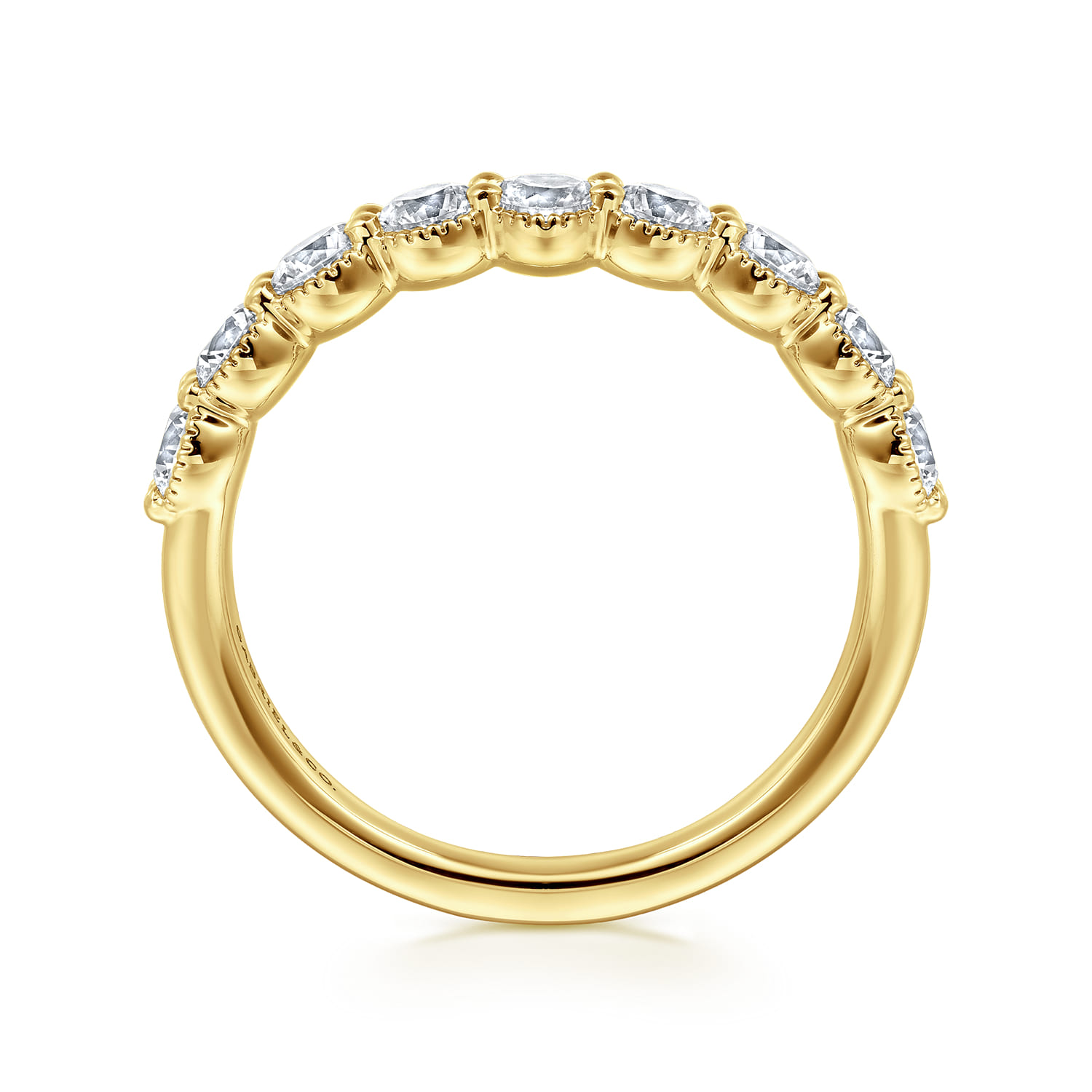 Fancy Wedding Ring in 14k Yellow Gold with Round Natural Diamond at Gabriel & Co. - Shot 2