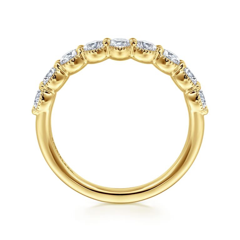 Fancy Wedding Ring in 14k Yellow Gold with Round Natural Diamond at Gabriel & Co. - Shot 2