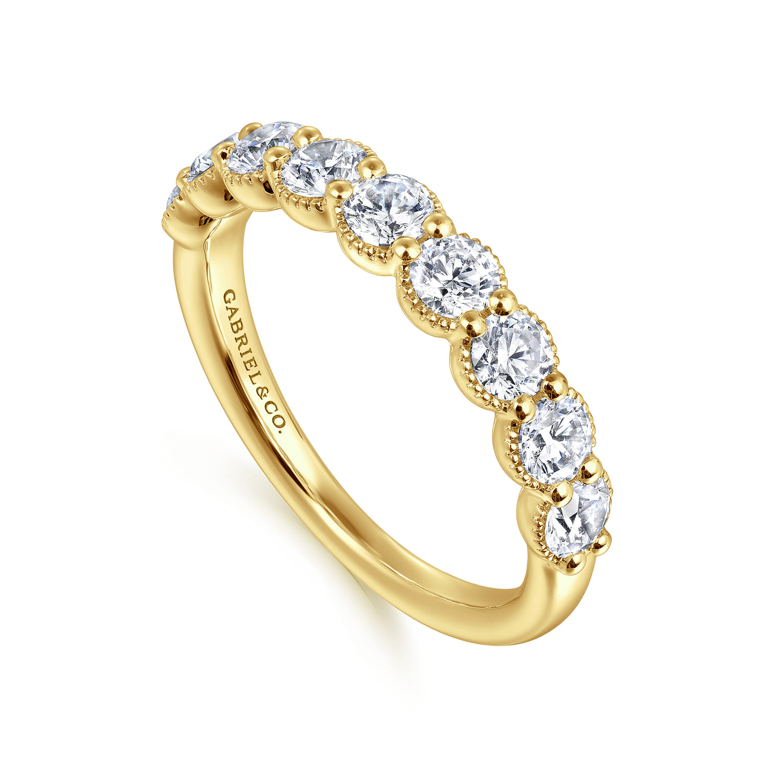 Fancy Wedding Ring in 14k Yellow Gold with Round Natural Diamond at Gabriel & Co. - Shot 3