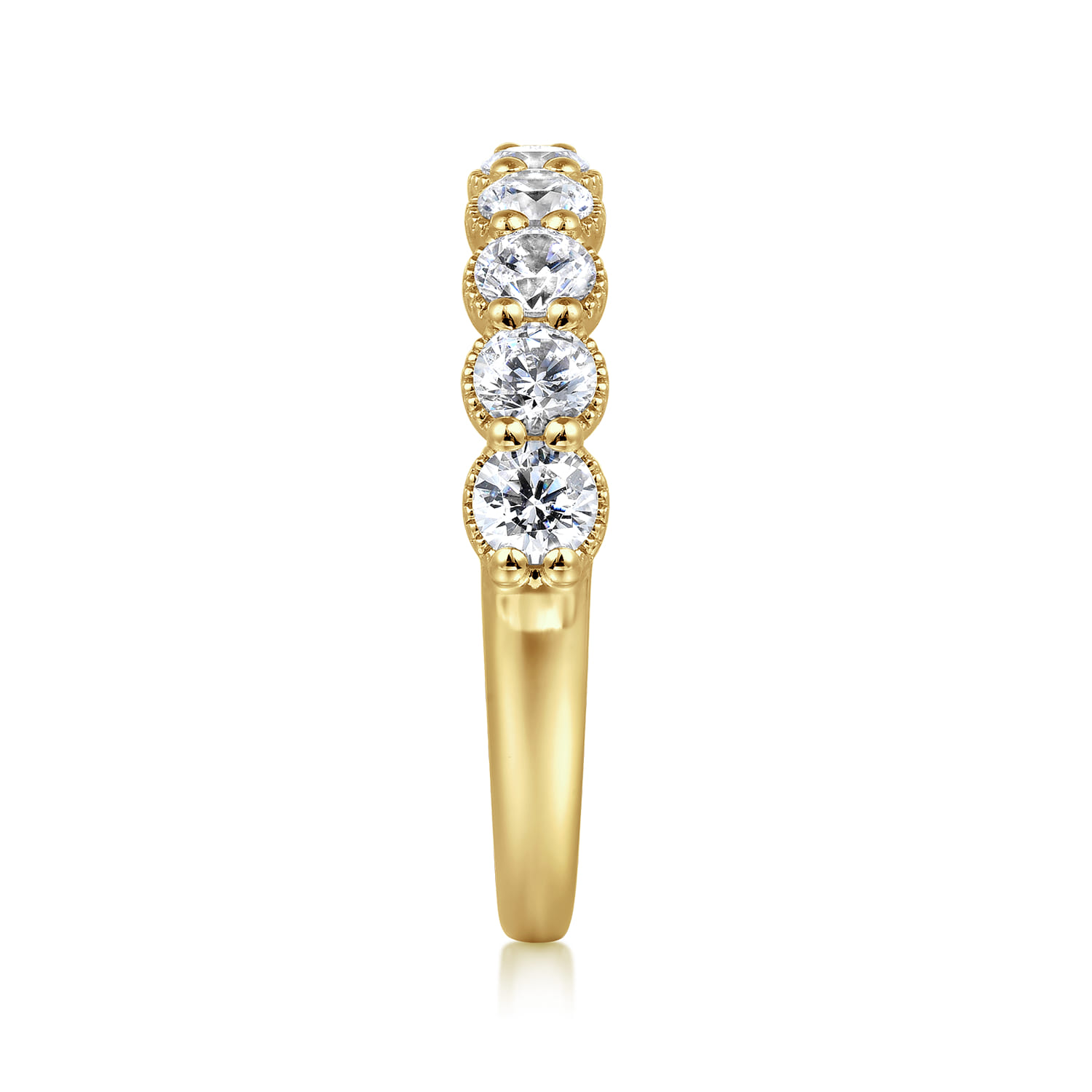 Fancy Wedding Ring in 14k Yellow Gold with Round Natural Diamond at Gabriel & Co. - Shot 4