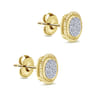 14K Yellow Gold Round Diamond Cluster Stud Earrings With Twisted Rope Frame - 0.21 ct