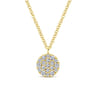 14K Yellow Gold Round Diamond Disc Pendant Necklace - 0.25 ct