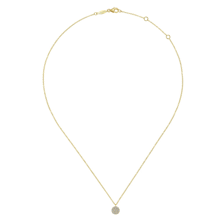 14K Yellow Gold Round Diamond Disc Pendant Necklace - 0.25 ct - Shot 2