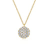 14K Yellow Gold Round Diamond Disc Pendant Necklace - 0.45 ct