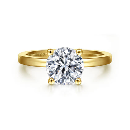 14K Yellow Gold Round Diamond Engagement Ring