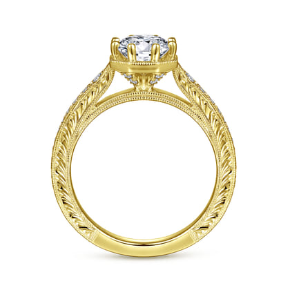 14K Yellow Gold Round Diamond Engagement Ring