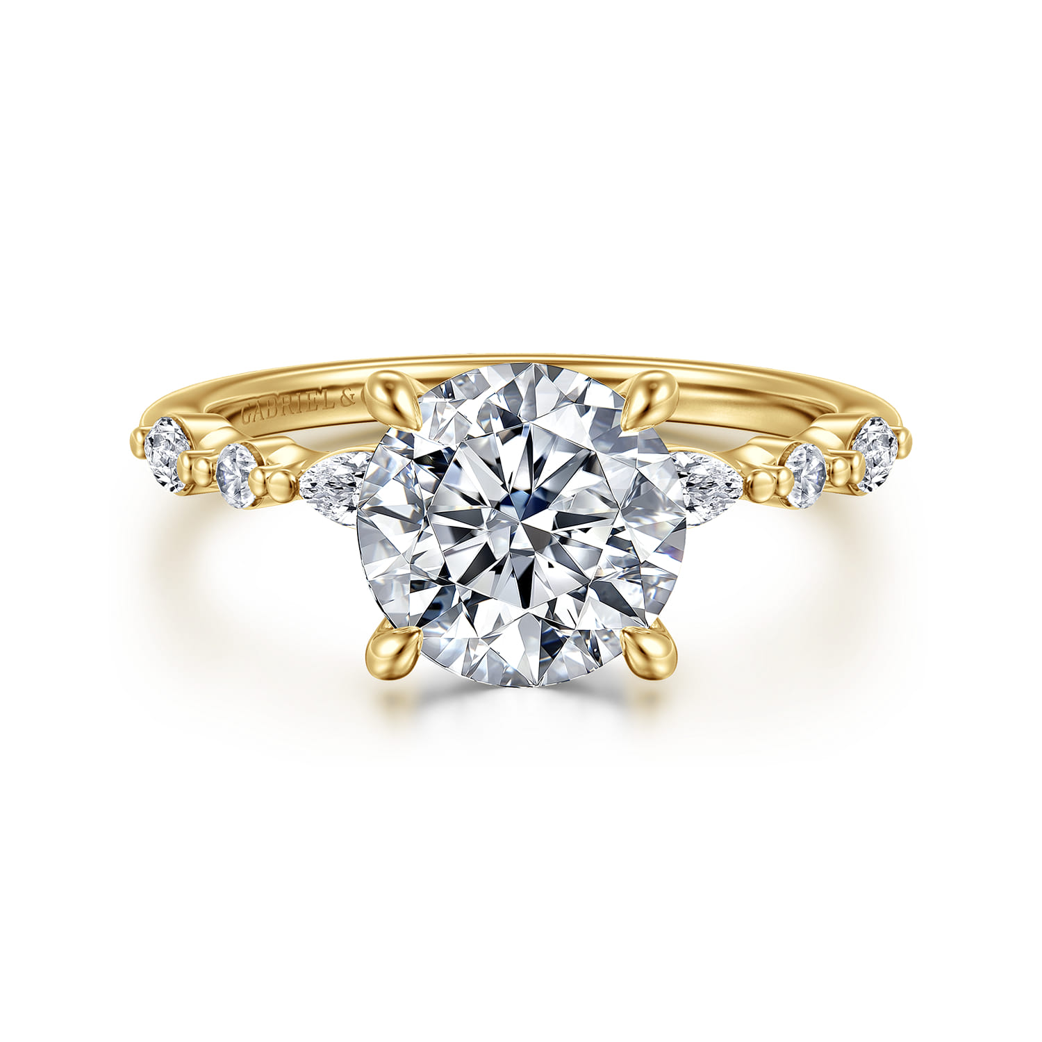 14K Yellow Gold Round Diamond Engagement Ring