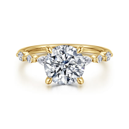 14K Yellow Gold Round Diamond Engagement Ring