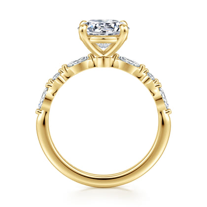 14K Yellow Gold Round Diamond Engagement Ring