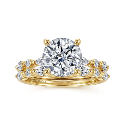14K Yellow Gold Round Diamond Engagement Ring