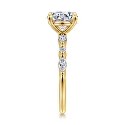 14K Yellow Gold Round Diamond Engagement Ring