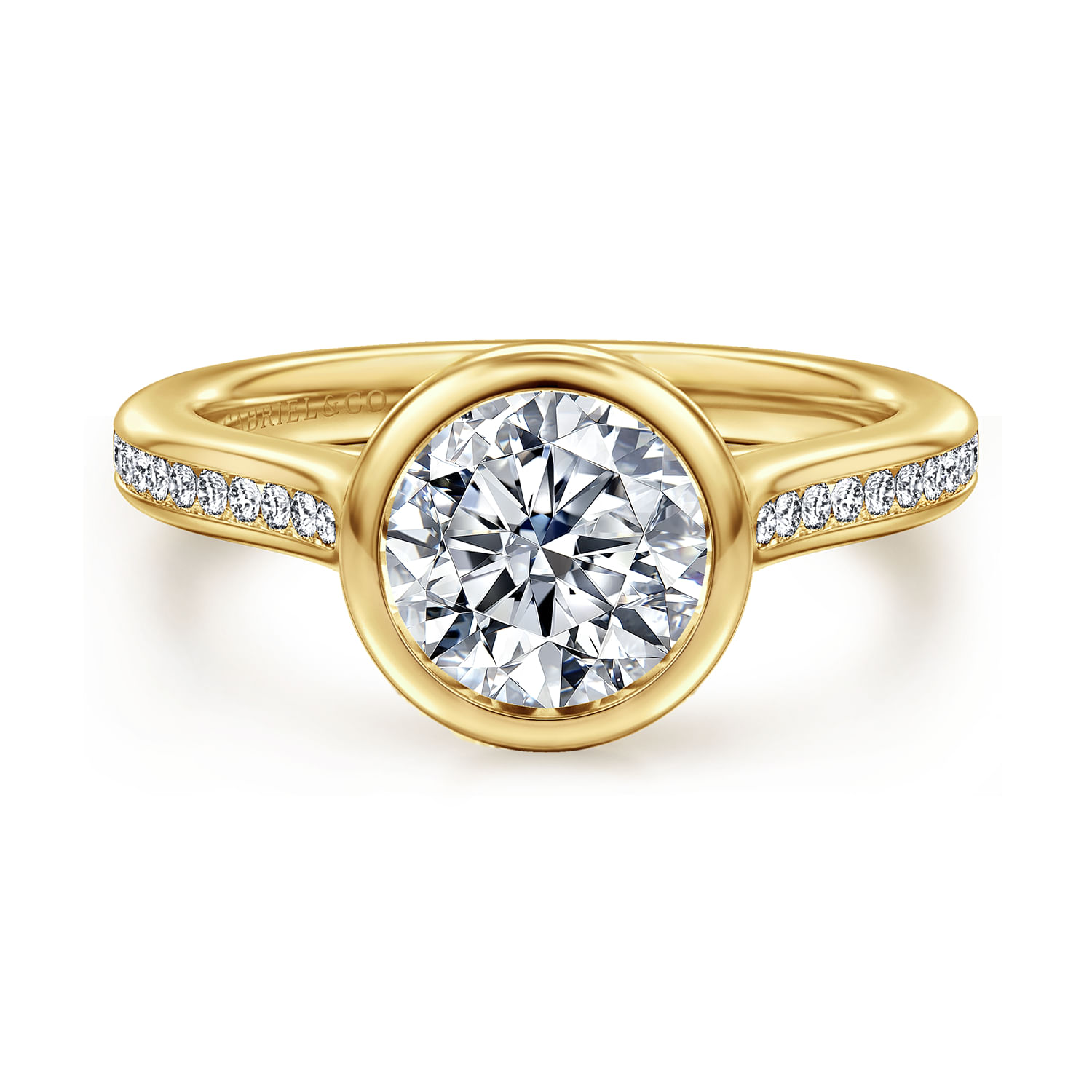 14K Yellow Gold Round Diamond Engagement Ring