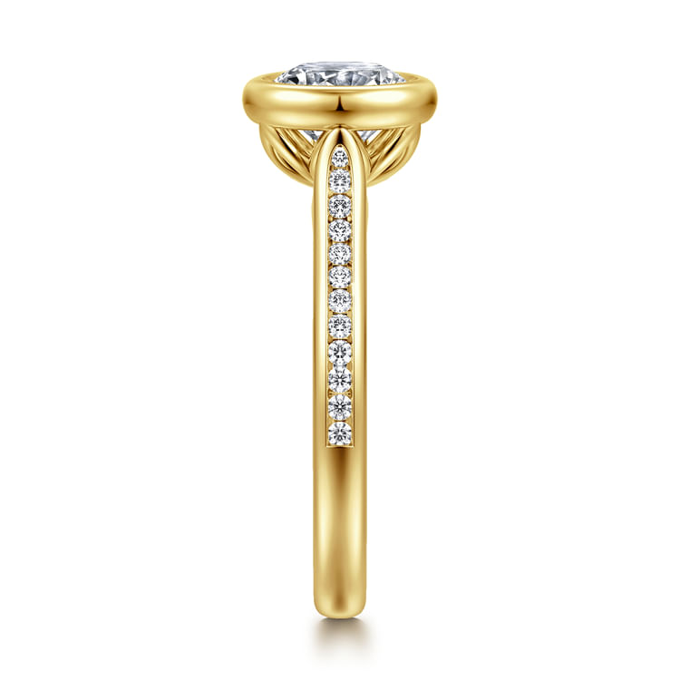 14K Yellow Gold Round Diamond Engagement Ring