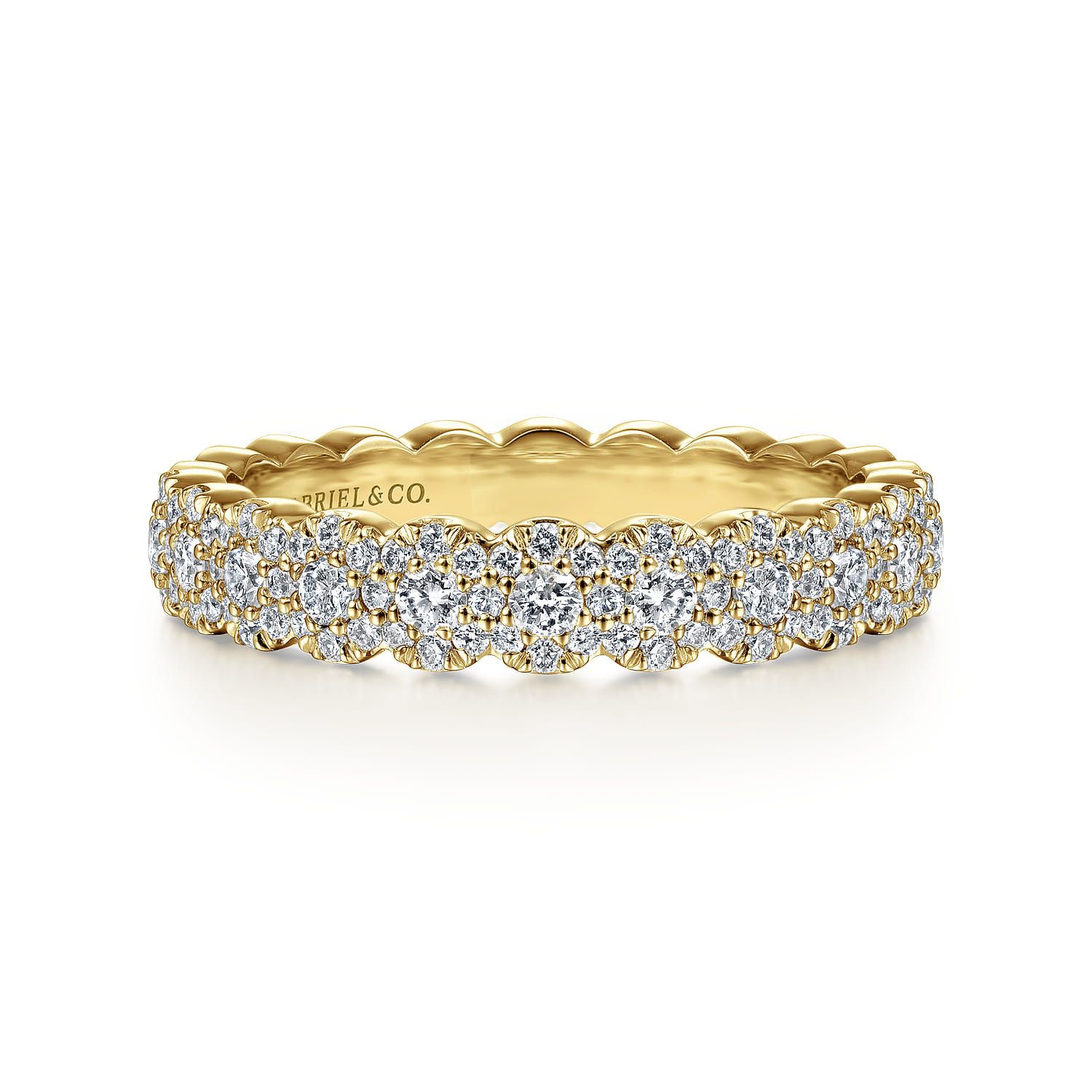 Fancy Wedding Ring in 14k Yellow Gold with Round Natural Diamond at Gabriel & Co. - Shot 1