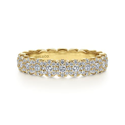 14K Yellow Gold Round Diamond Halo Anniversary Band