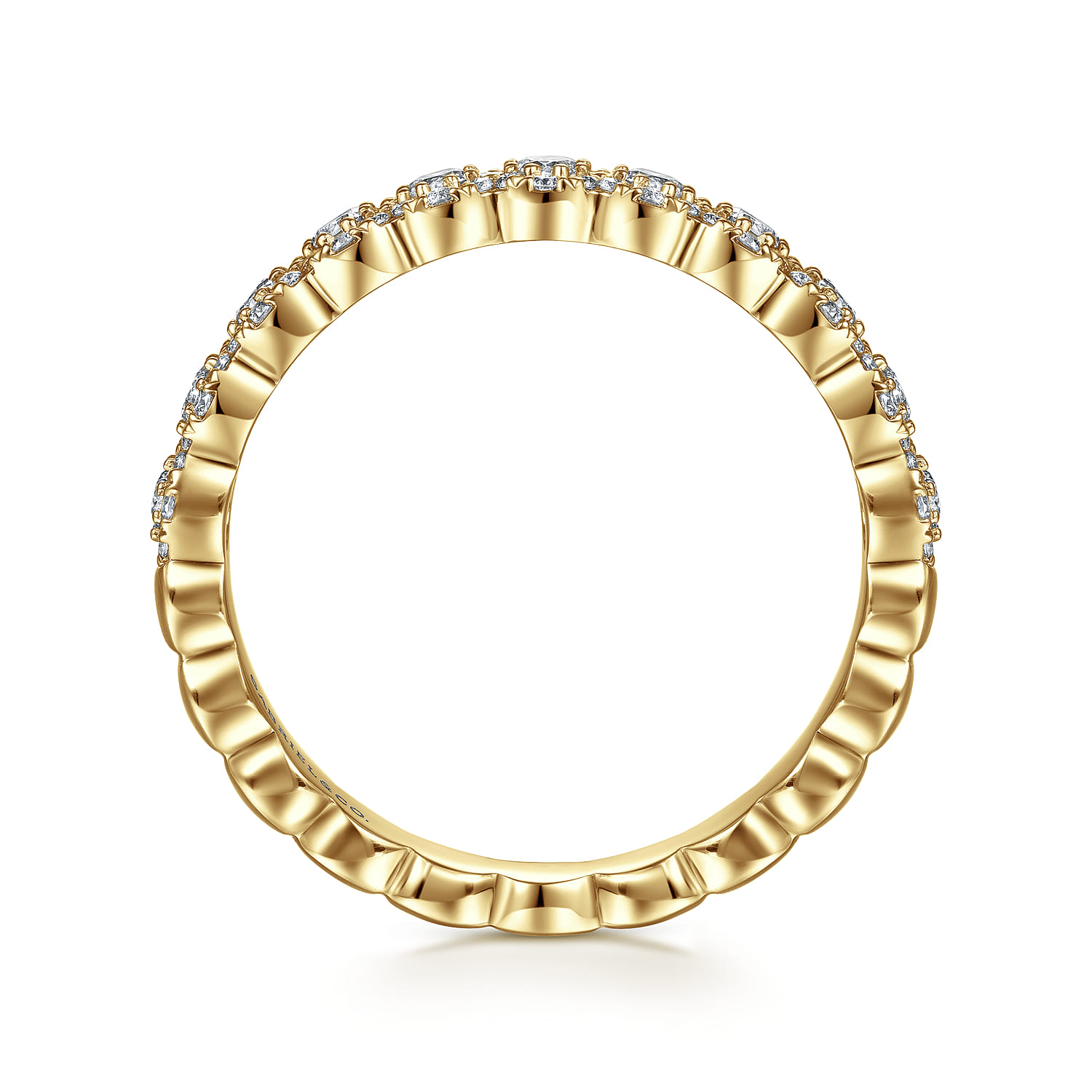 Fancy Wedding Ring in 14k Yellow Gold with Round Natural Diamond at Gabriel & Co. - Shot 2