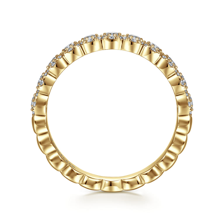 Fancy Wedding Ring in 14k Yellow Gold with Round Natural Diamond at Gabriel & Co. - Shot 2