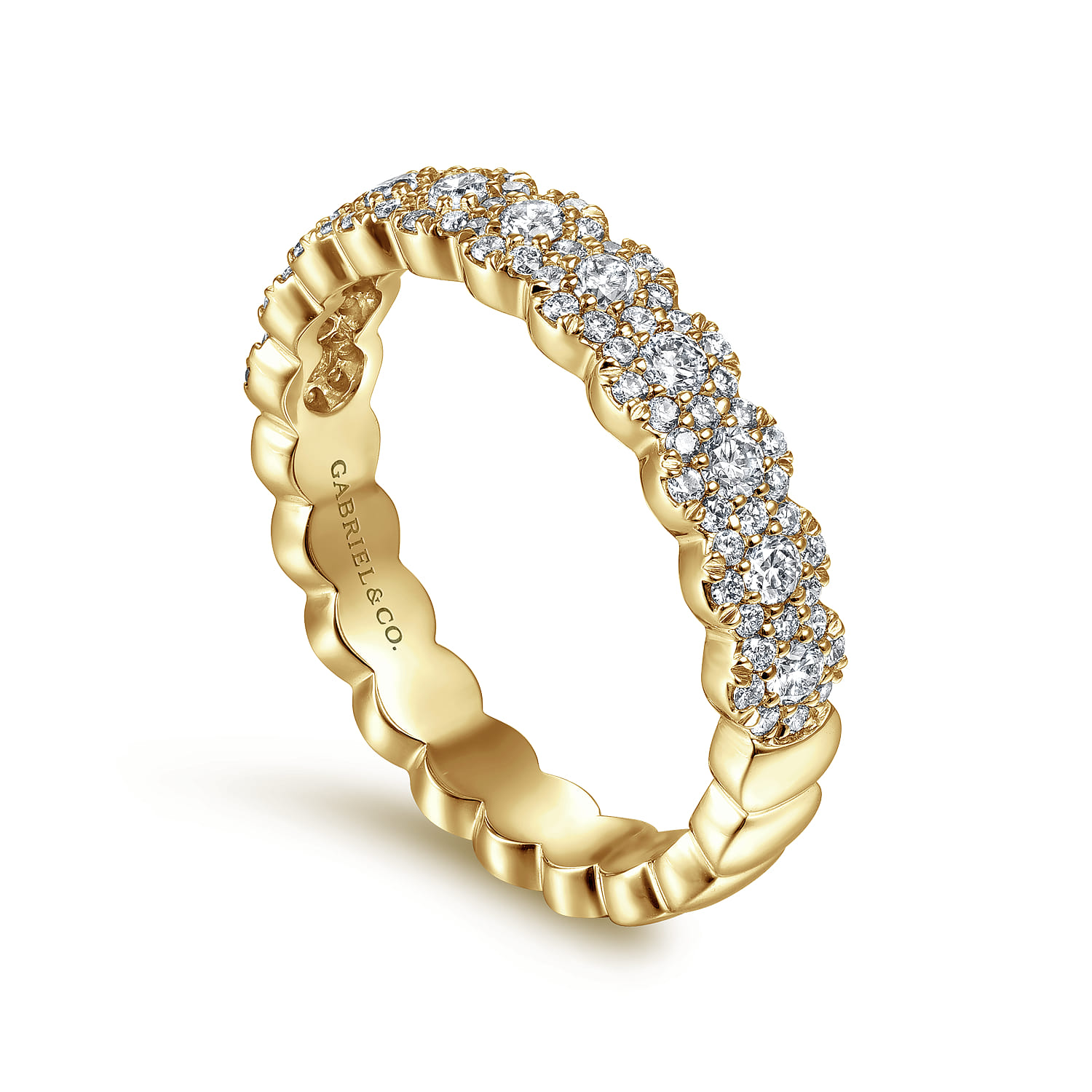 Fancy Wedding Ring in 14k Yellow Gold with Round Natural Diamond at Gabriel & Co. - Shot 3