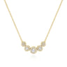 14K Yellow Gold Round Diamond Halo Bar Necklace - 0.42 ct