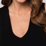 14K Yellow Gold Round Diamond Halo Bar Necklace - 0.42 ct