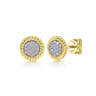 14K Yellow Gold Round Diamond Pave Center Stud Earrings - 0.24 ct