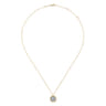 14K Yellow Gold Round Diamond Pave Pendant Necklace with Bujukan Bead Frame - 0.5 ct