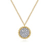 14K Yellow Gold Round Diamond Pave Pendant Necklace with Bujukan Bead Frame - 0.25 ct