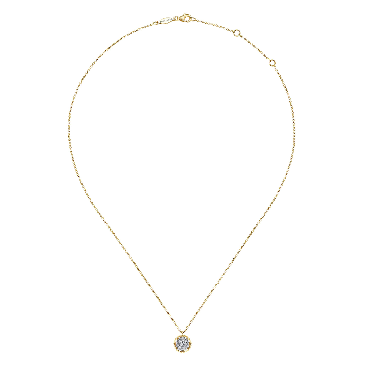 14K Yellow Gold Round Diamond Pave Pendant Necklace with Bujukan Bead Frame - 0.25 ct - Shot 2