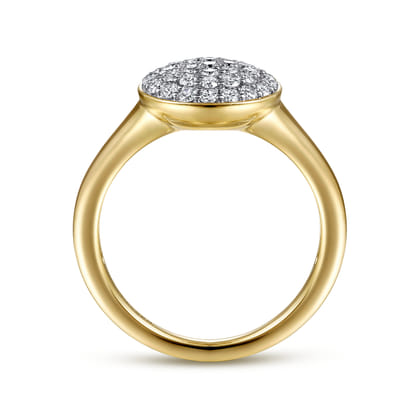 14K Yellow Gold Round Diamond Pave Ring