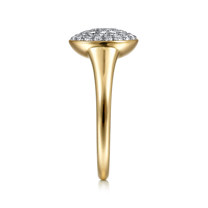 14K Yellow Gold Round Diamond Pave Ring