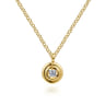 14K Yellow Gold Round Diamond Pendant Necklace - 0.04 ct