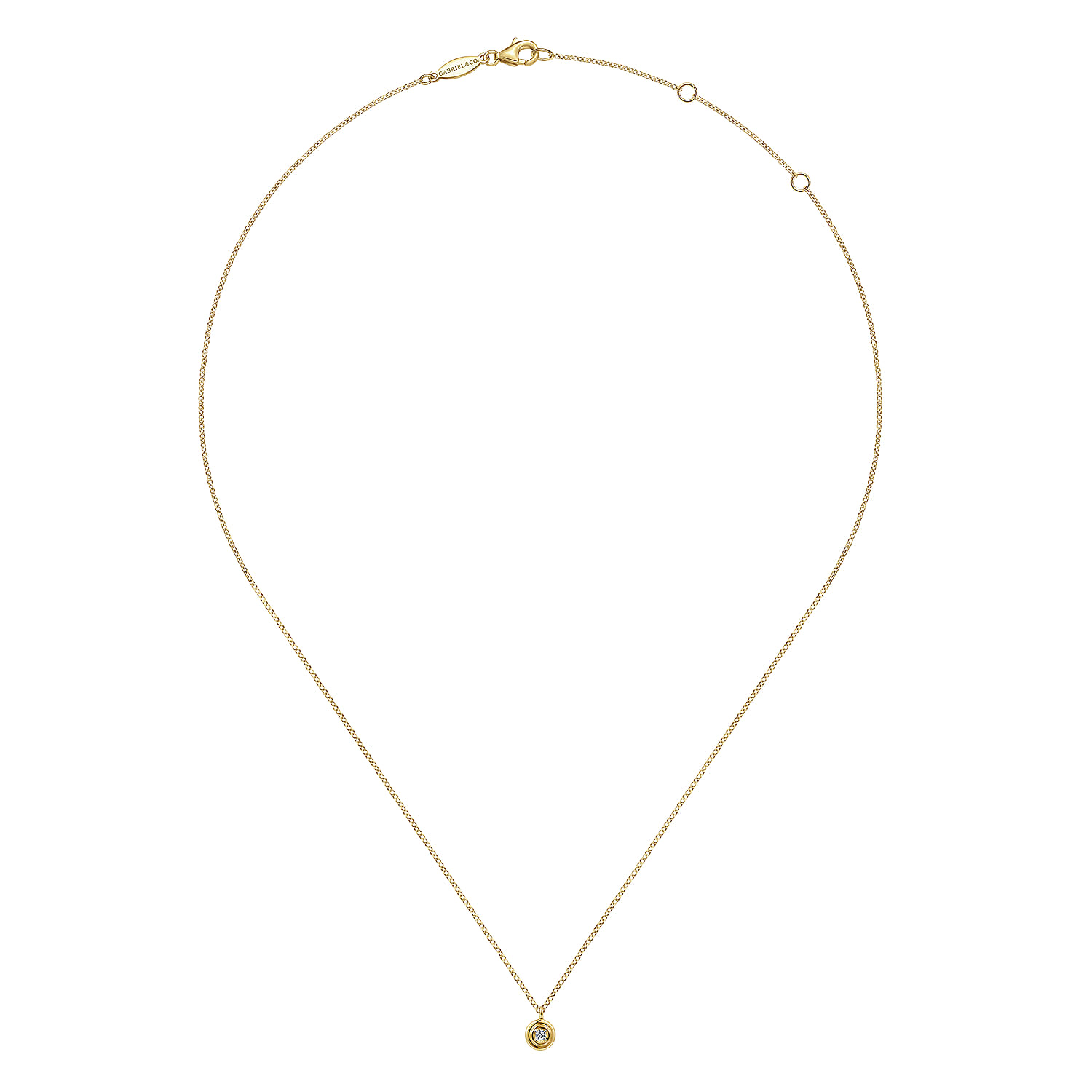 14K Yellow Gold Round Diamond Pendant Necklace - 0.04 ct - Shot 2