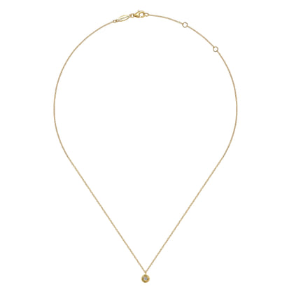 14K Yellow Gold Round Diamond Pendant Necklace