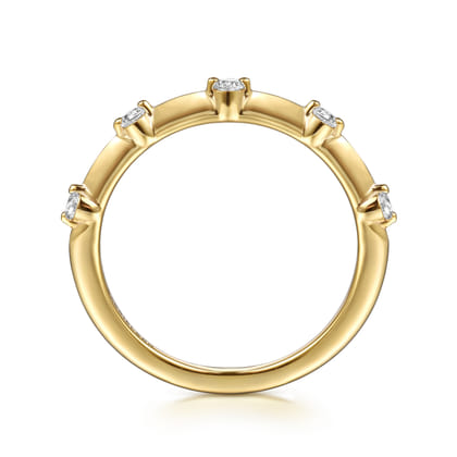 14K Yellow Gold Round Diamond Station Anniversary Band