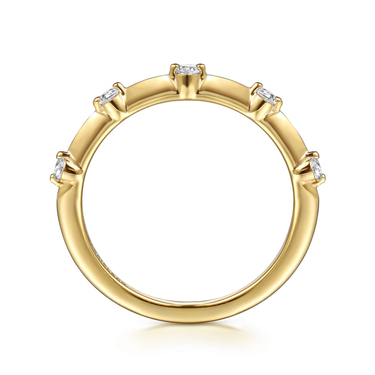 Straight Wedding Ring in 14k Yellow Gold with Round Natural Diamond at Gabriel & Co. - Shot 2